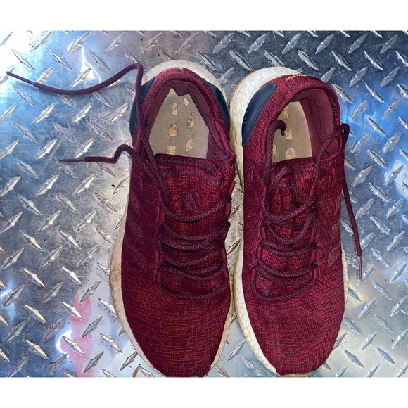 ADIDAS PURE BOOST BA8895‎ Shoes Men 9 Burgundy Red Athletic Sneakers Running - Picture 2 of 9